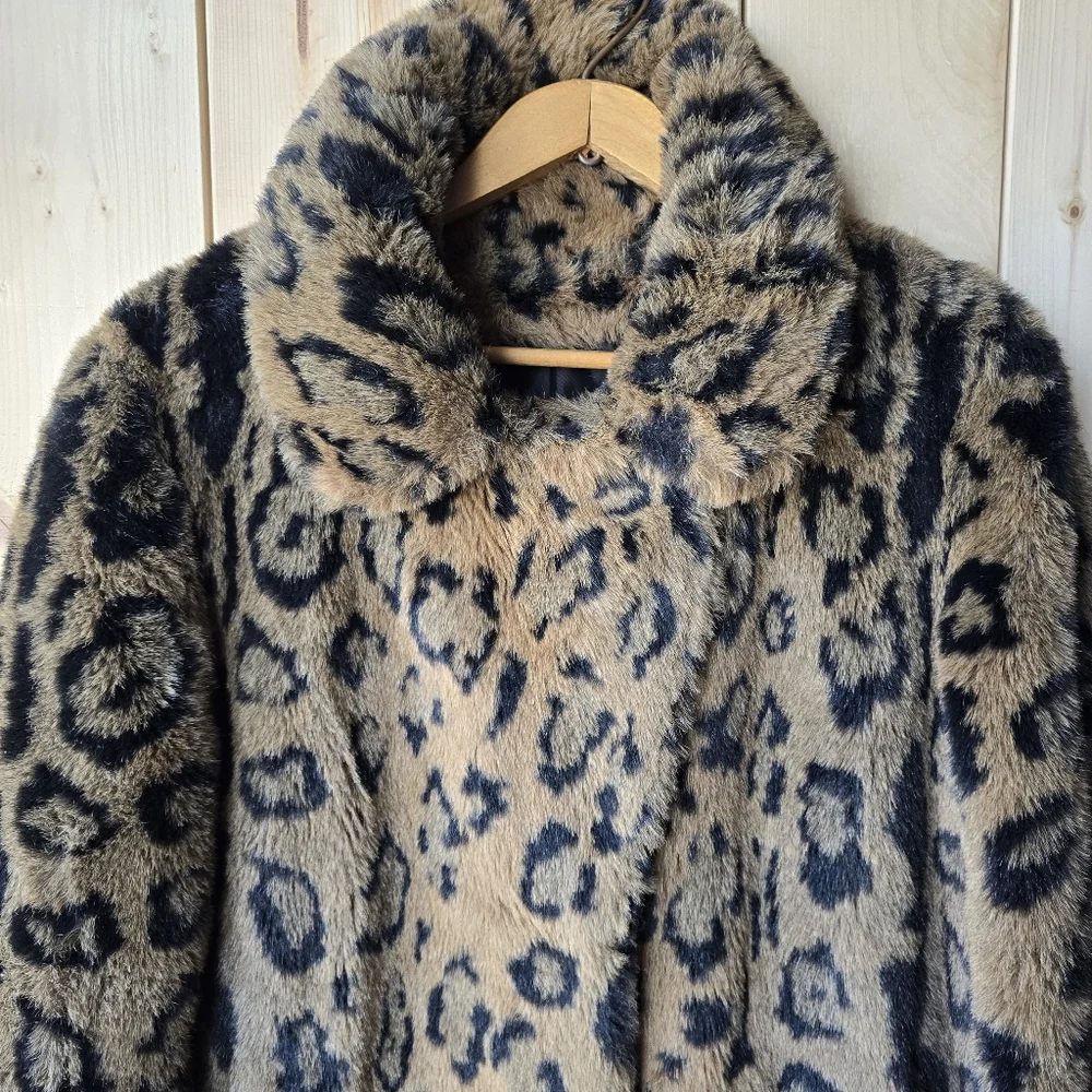 Vintage Olympia Limited Inc Leopard Print Faux Fur Parka Jacket Size Medium - Picture 5 of 12